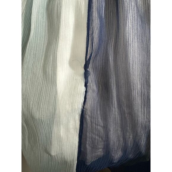 Neiman Marcus Pull On Colorblock Striped Maxi Skirt Womens Size Large Blue Crepe - Picture 9 of 10